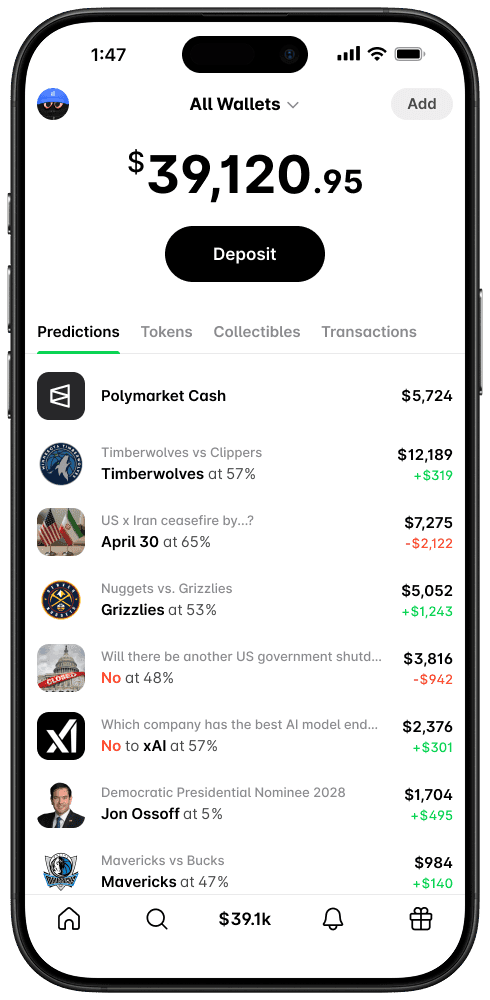 Wallet portfolio view showing balances and tokens across all connected wallets